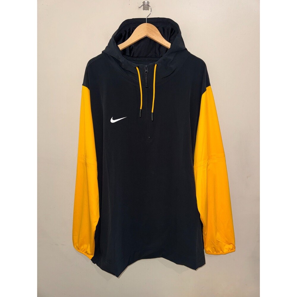 Mens 3XL Nike Football Pregame 1/4 Zip Hooded Jacket Black Yellow FJ9536-015 NEW